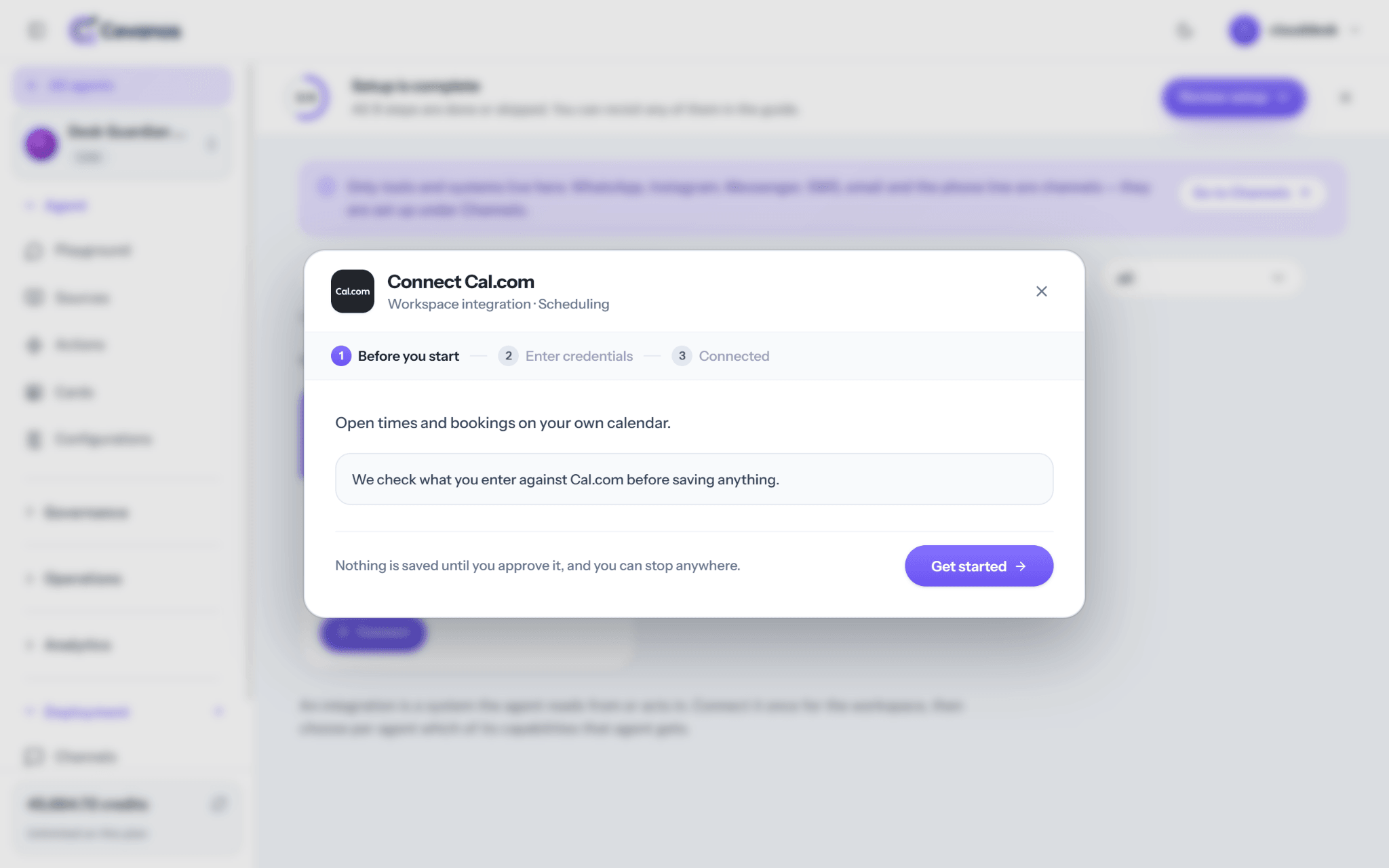 The Cevanos connection wizard: Get started.