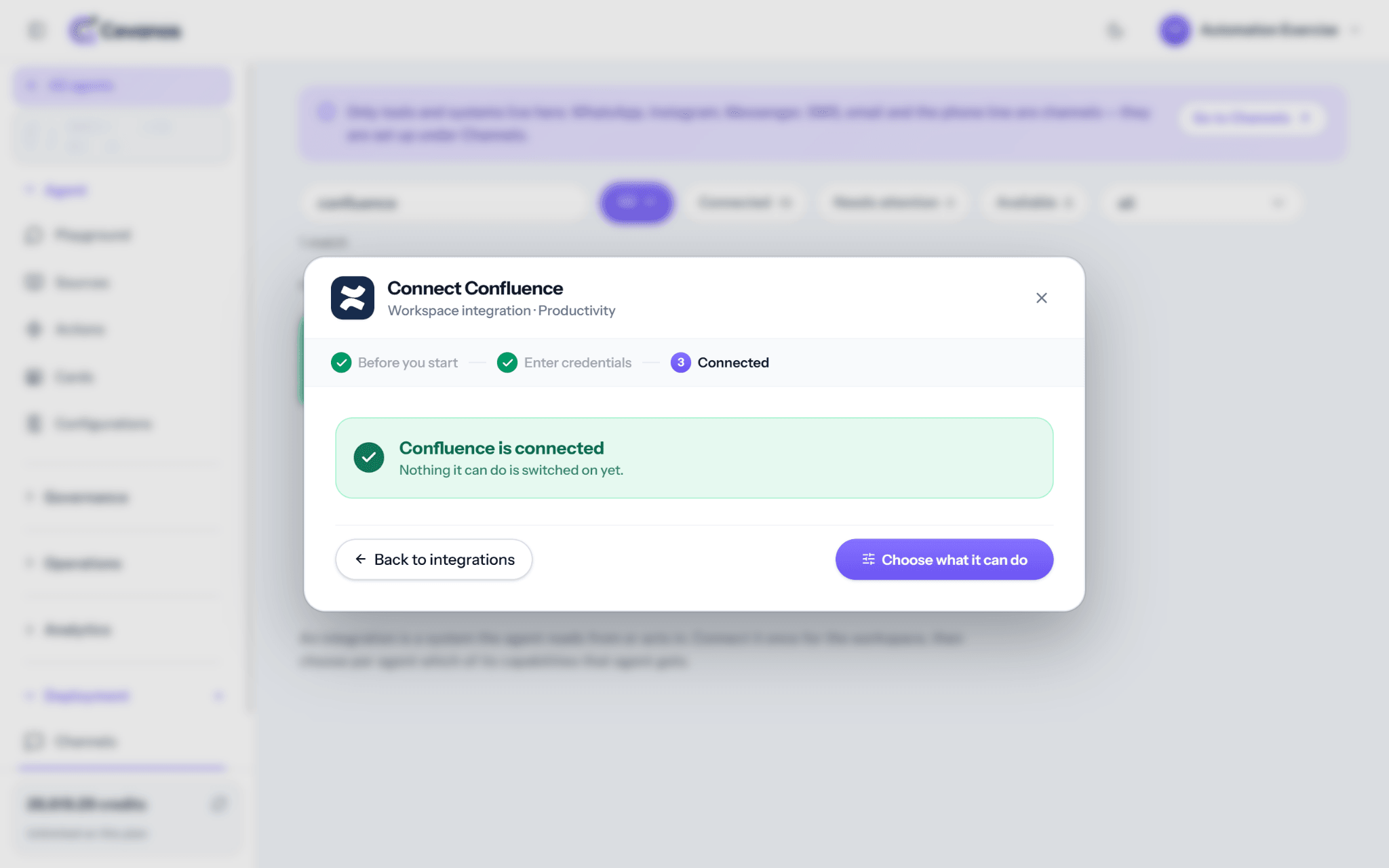 Successful connection. Click Choose what it can do.