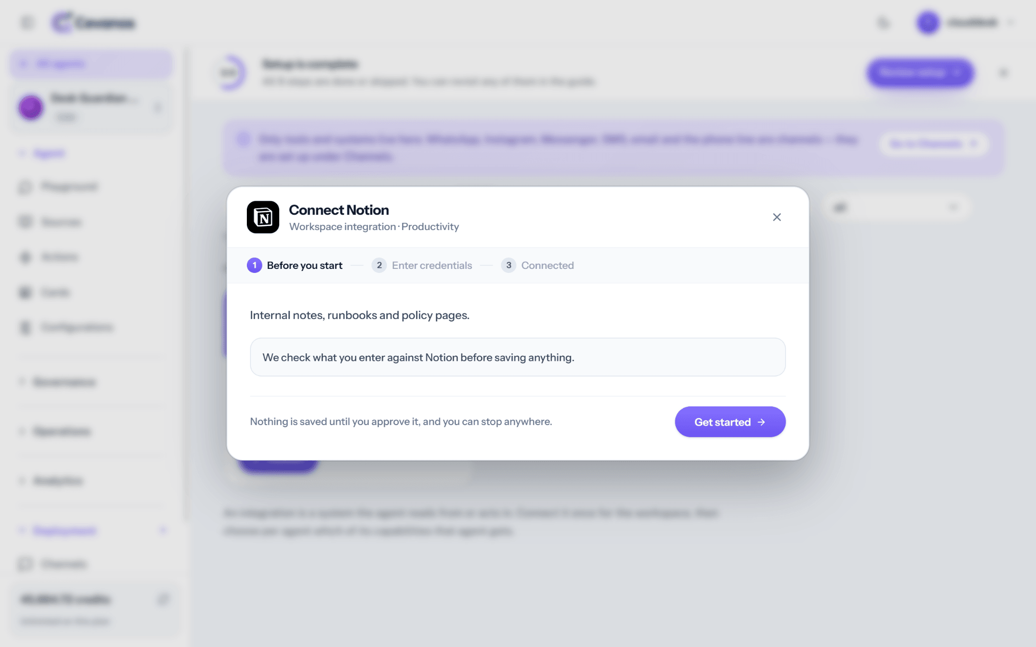 Cevanos wizard: Get started.