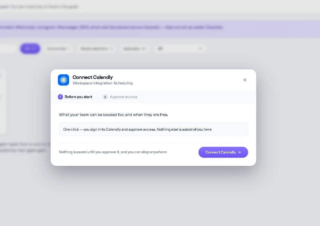 The Before you start screen of the Calendly connection.