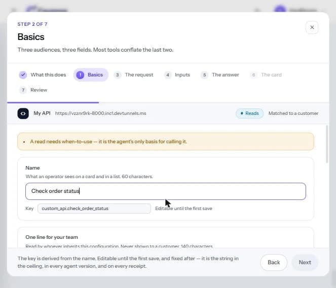 After typing a name, the key is created automatically.
