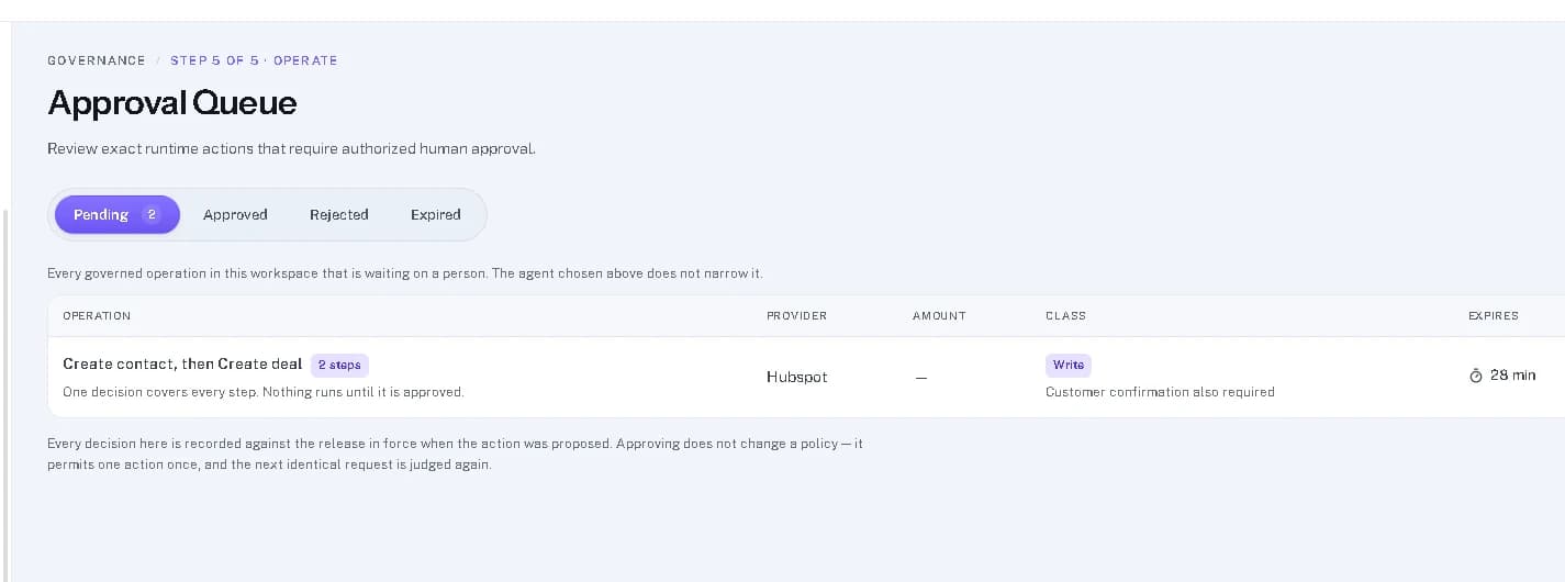 One request with two HubSpot steps: Create contact, then Create deal.